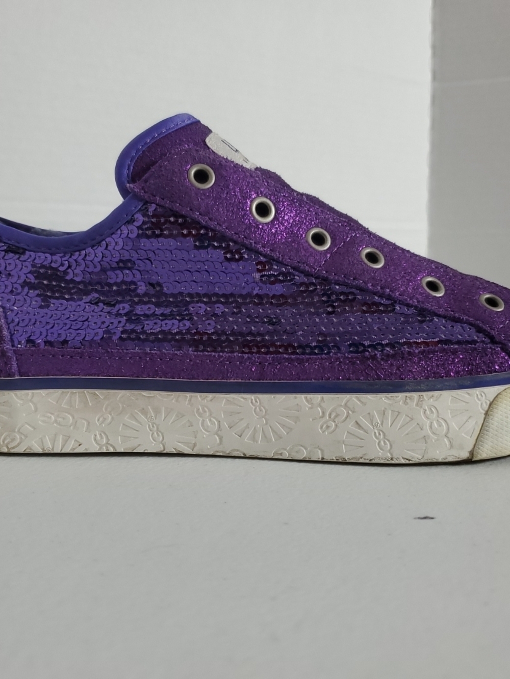UGG Sz 10 Purple Glitter Slip-On Women’s Sneakers - Picture 2 of 14